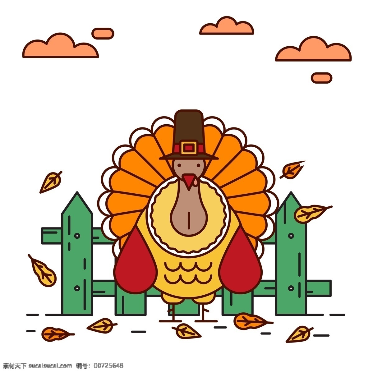 火鸡 栅栏 感恩节 元素 免 抠 透明 感恩节图形 海报 图形 广告 感恩节装饰图