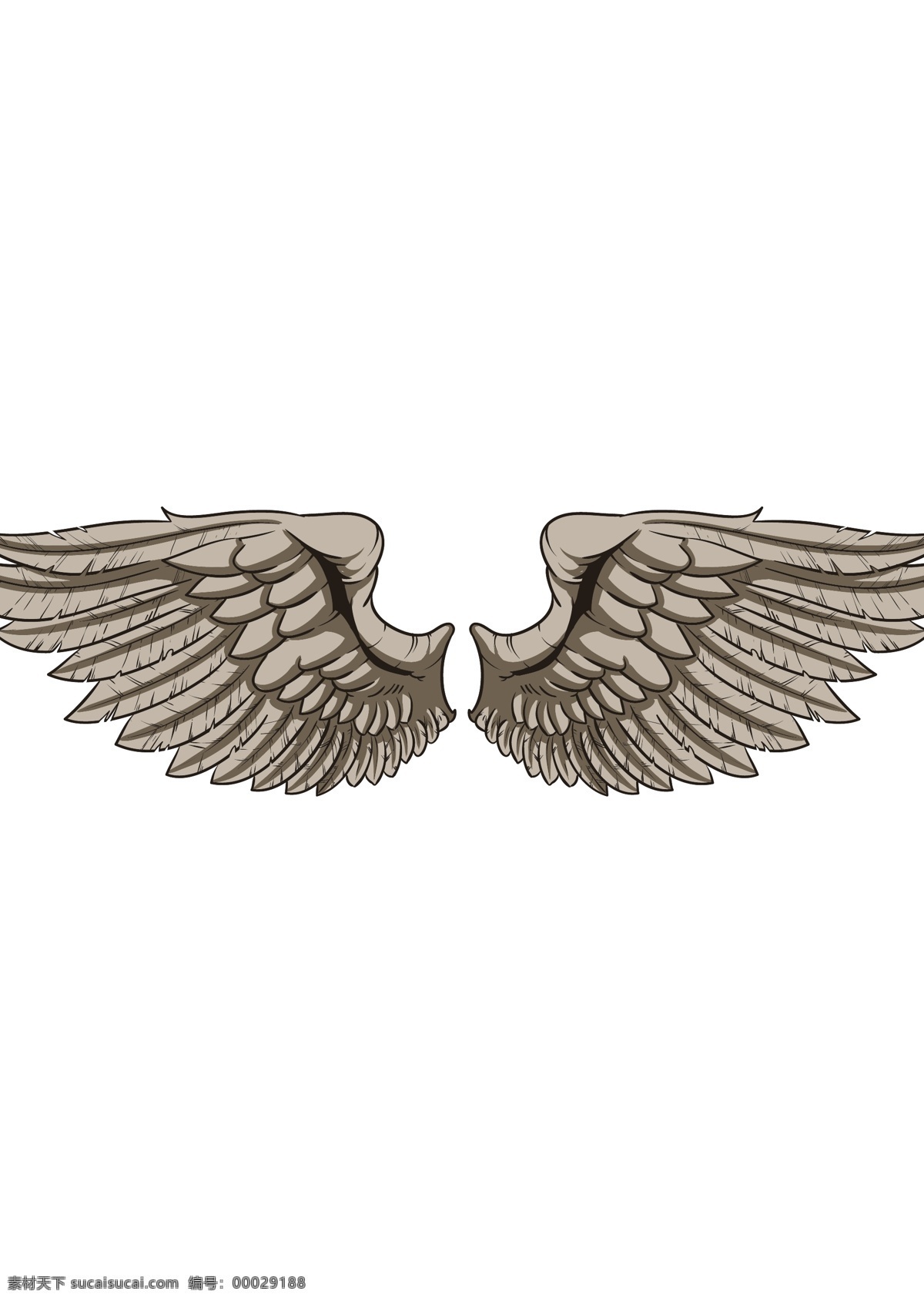手绘 矢量 复古 线 稿 翅膀 天使 卡通 矢量素材 平面设计素材