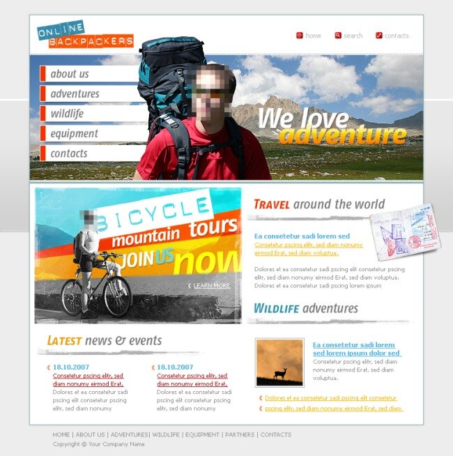 徒步 旅行 网站设计 徒步旅行 登山 山地车 网页设计 白色