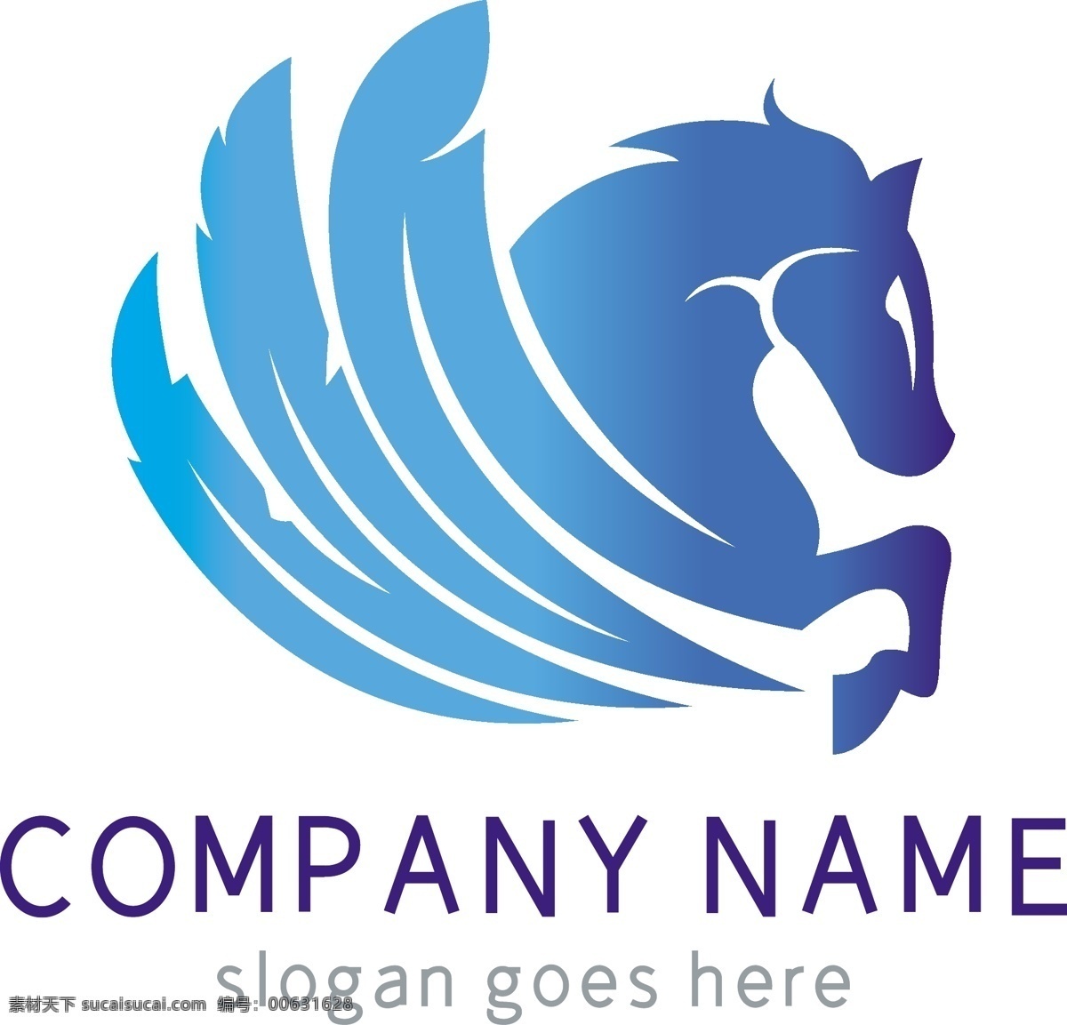 蓝色 大气 羽毛 马 外观 logo logo设计 创意龙 创意logo 创意马 马logo 科技 互联网