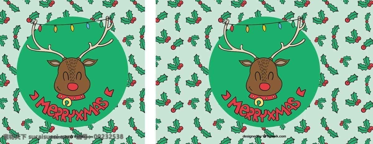 快乐 驯鹿 手绘 槲寄生 好 背景 圣诞节 一方面 动物 圣诞快乐 冬天 圣诞背景 性格 可爱 装饰 绘画 文化 冷的 可爱的