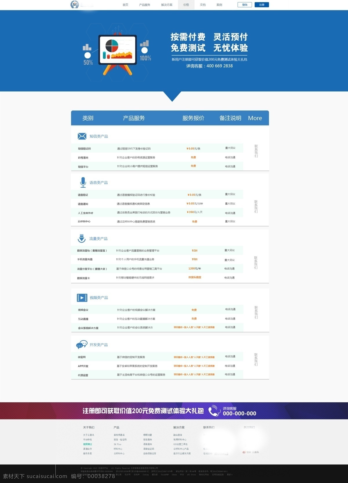 通信 类 价格 界面设计 界面 通信价格 网页设计 白色