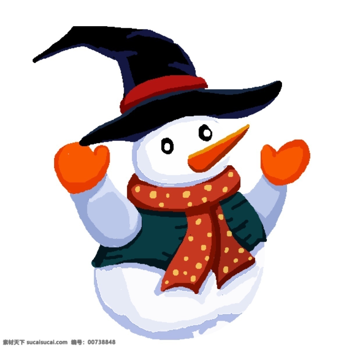 卡通 可爱 雪人 原创 元素 帽子 黑色 冬季 设计元素 围巾 原创元素