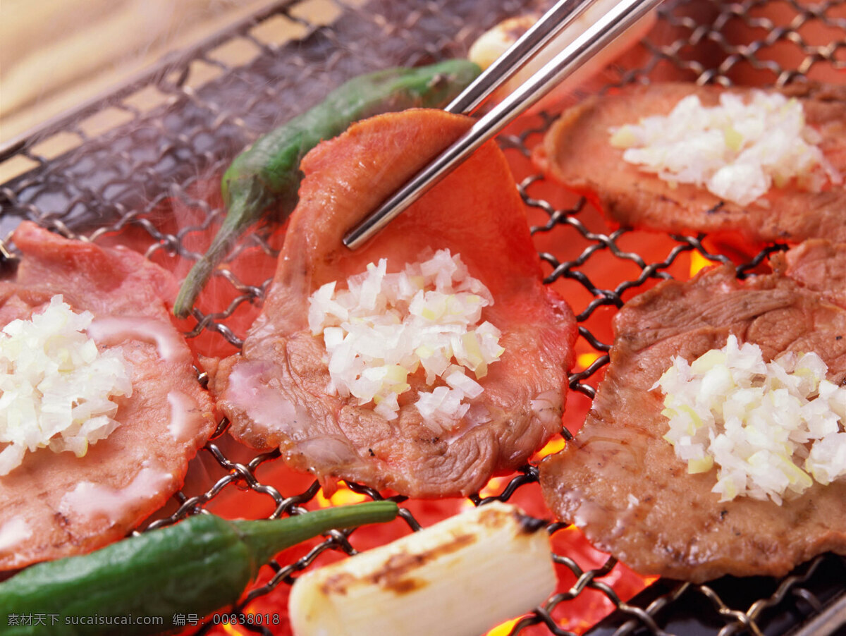 烤牛肉片摄影 日本料理 烧烤 牛肉片 红色