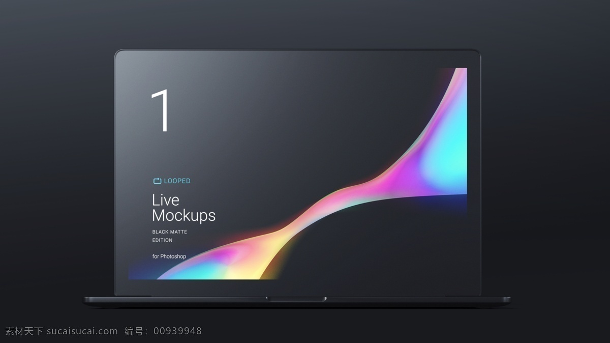 macbook 黑色 ui 样机 模型 展示 排版
