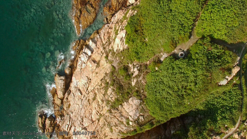 航拍 大气 海中 小岛 美丽 景色 视频 风景 绿色 自然