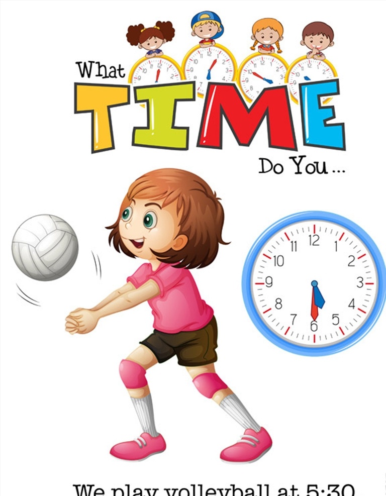 玩排球的女孩 玩 排球 女孩 时钟 时间 人物 人物图库 儿童幼儿