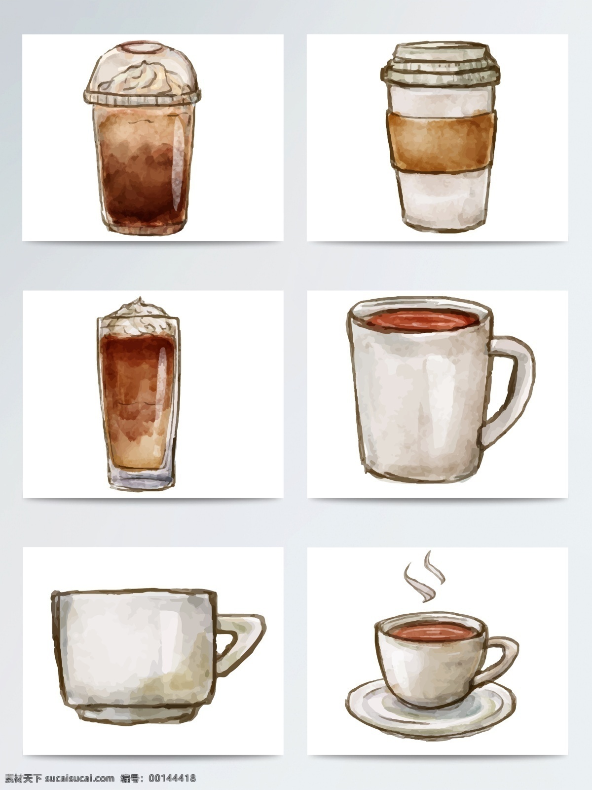 手绘 创意 素雅 咖啡 饮料 ai素材 矢量素材 杯子 手绘咖啡 手绘饮料 饮料插画 咖啡饮料