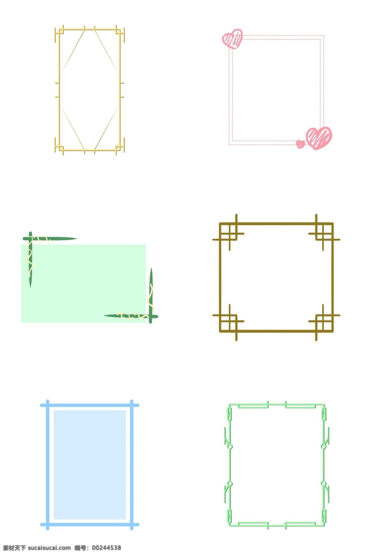 小 清新 各种 边框 合集 烫金边框 爱心 粉红 绿色环保 主题 中国 传统 风格 木质 蓝色简约 绿色科技风格