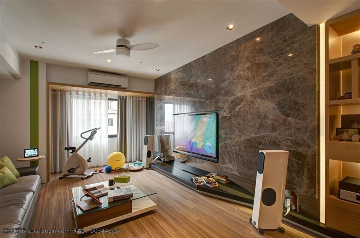 电视机 吊扇 东南亚风格 客厅 落地窗 扫地机 沙发 室内装修 效果图 置物柜 东南亚