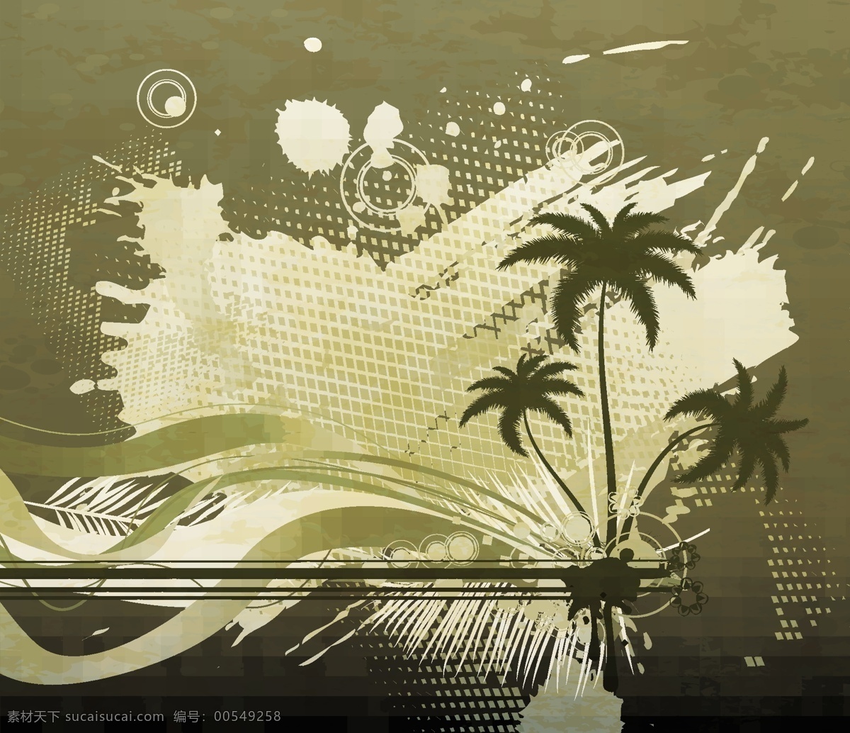 棕榈树 矢量 夏季 背景 矢量图 其他矢量图