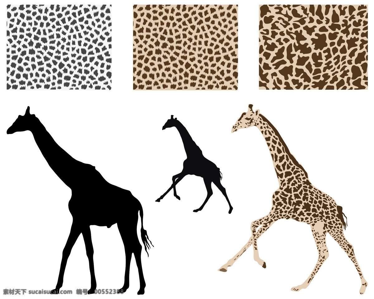 长颈鹿 皮 纹 皮纹 剪影 矢量 动物主题 野生动物 生物世界