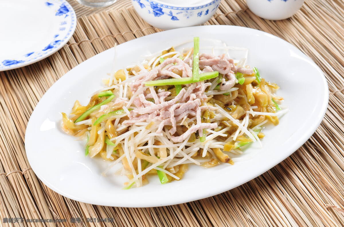 银 芽 榨菜 炒 肉丝 菜 菜品 美食 佳肴 菜谱 传统美食 餐饮美食