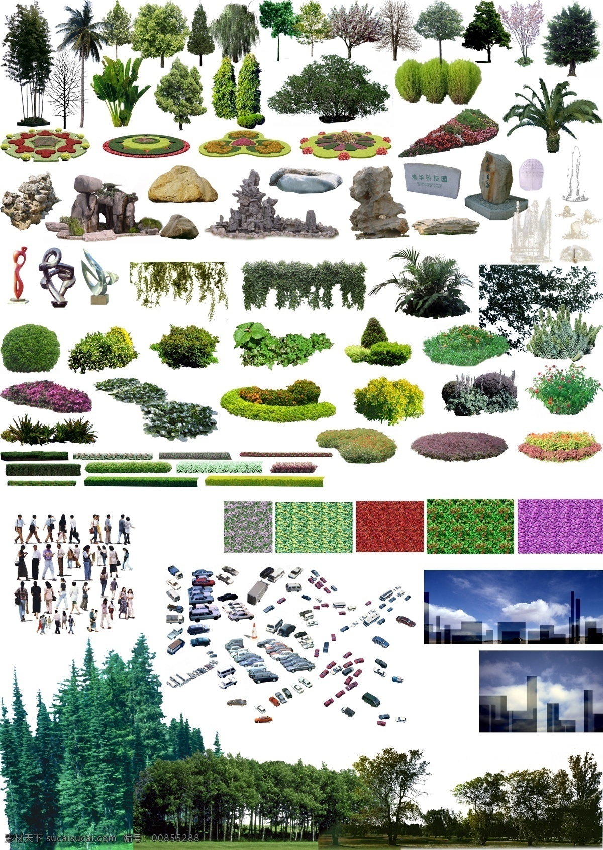 景观 效果图 配景 单体植物 人 车 分层 源文件