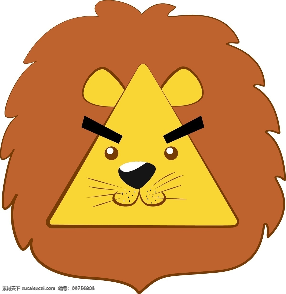 简约 三角形 狮子 头像 商用 卡通 手绘 几何图形 几何动物