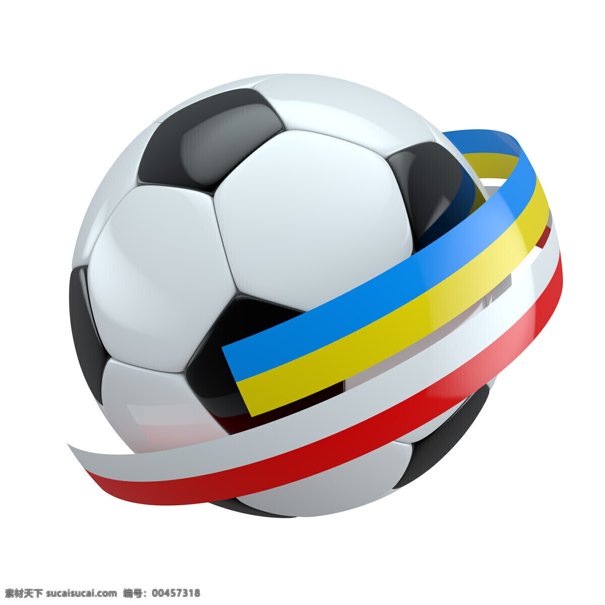 足球 彩带 黄色 红色 蓝色 白色 其他模板 体育运动 生活百科
