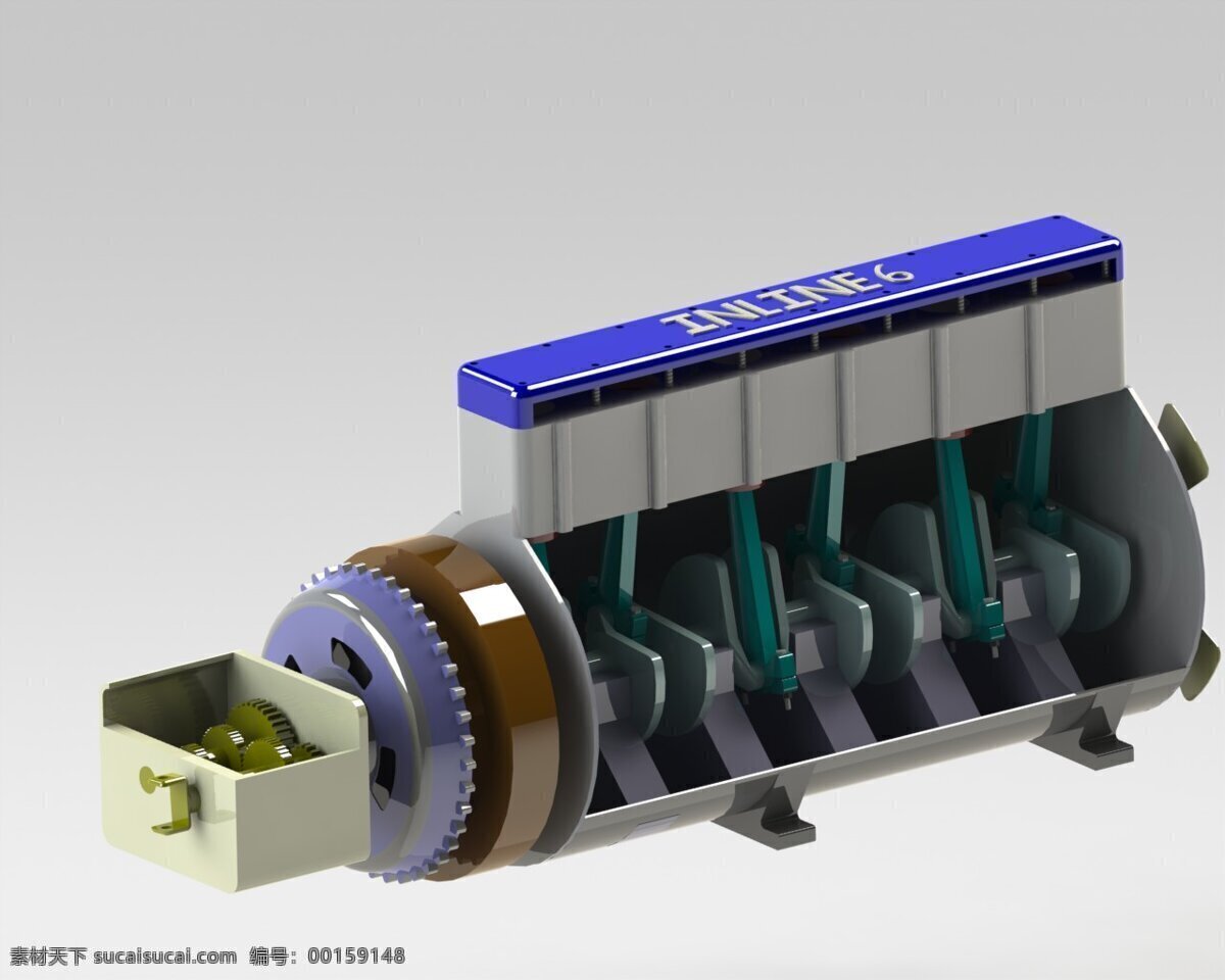 直列 六 缸 发动机 3d模型素材 其他3d模型