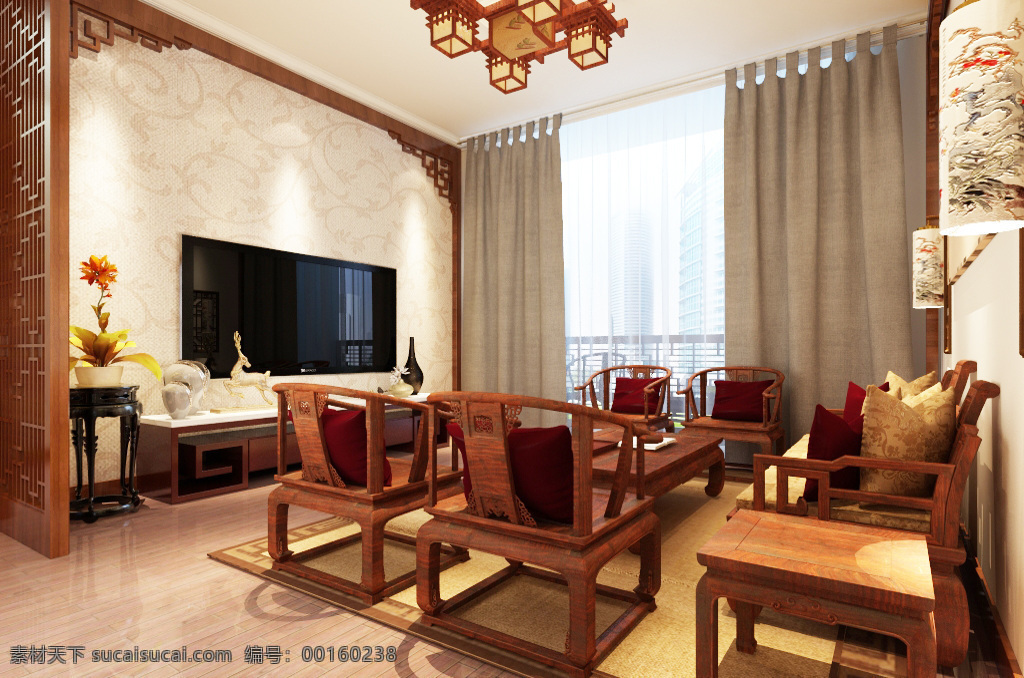 中国 风 中式 客厅 装饰装修 效果图 中国风 室内设计 中式客厅 客厅效果图 室内装修 3d模型 中式风格