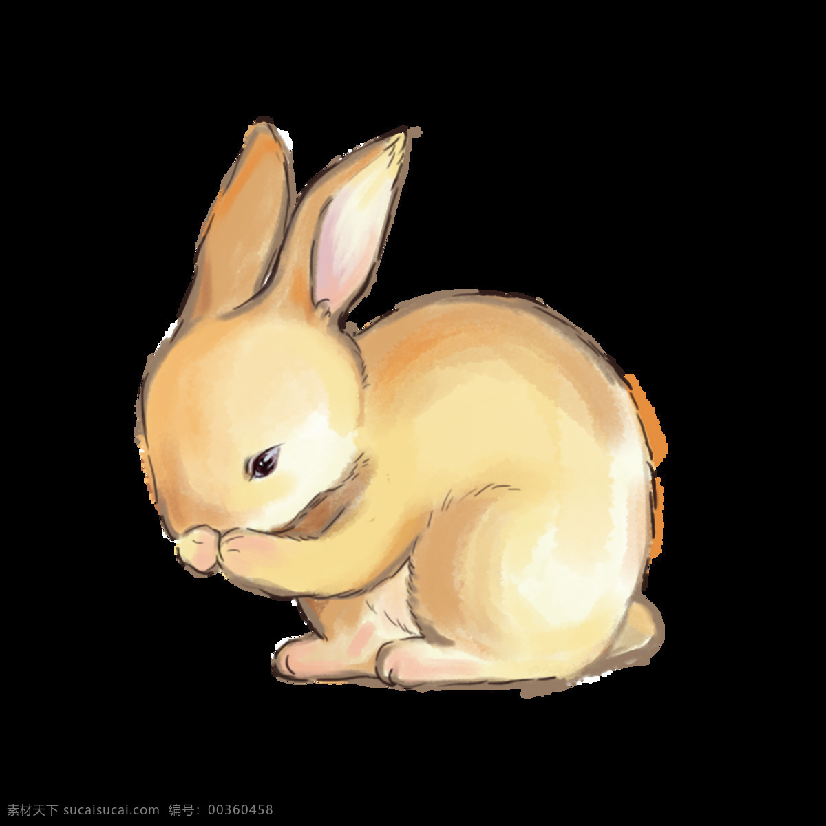 手绘兔子素材 手绘 兔子 中秋 吃东西 简画