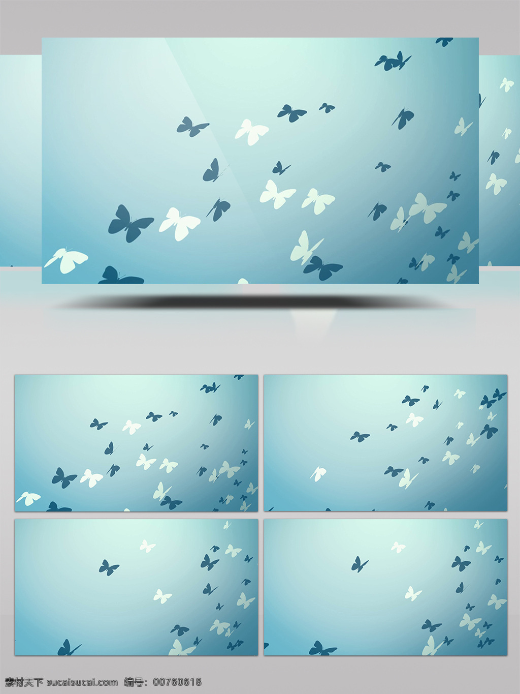 蓝色 手绘 蝴蝶 视频 蓝白 高清视频素材 视频素材 动态视频素材