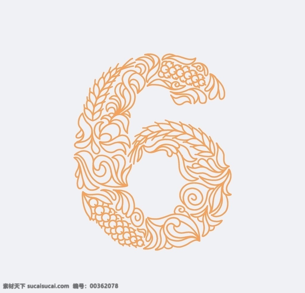 古典 数字 艺术文字 数字6 条纹 中国风 传统文艺 农产品条纹 花纹 线条装饰 纹理 底纹 中式花纹