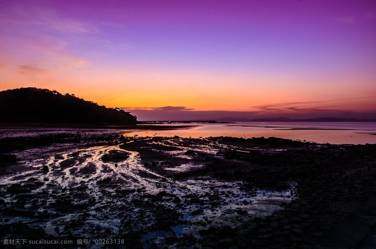 日落 大海 紫色 天空 水 金 光 虚拟的魔法 自然景观 自然风景