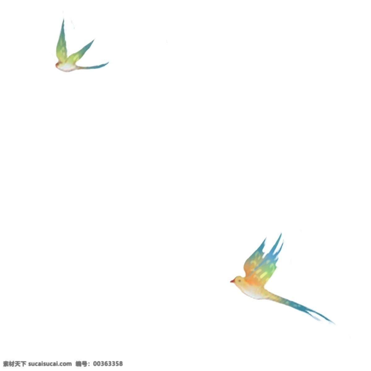 彩色 创意 飞鸟 元素 禽类 卡通插画 翅膀 可爱 飞舞 嘴巴