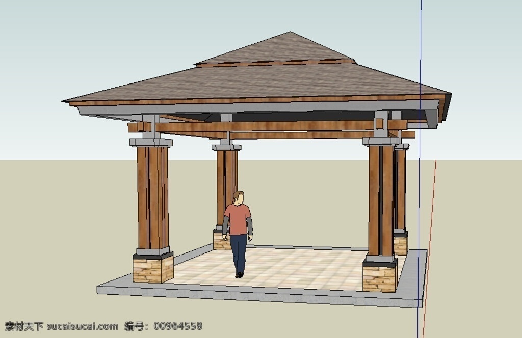 景观亭模型 亭子 模型 su 效果图 景观 室外模型 3d设计 skp