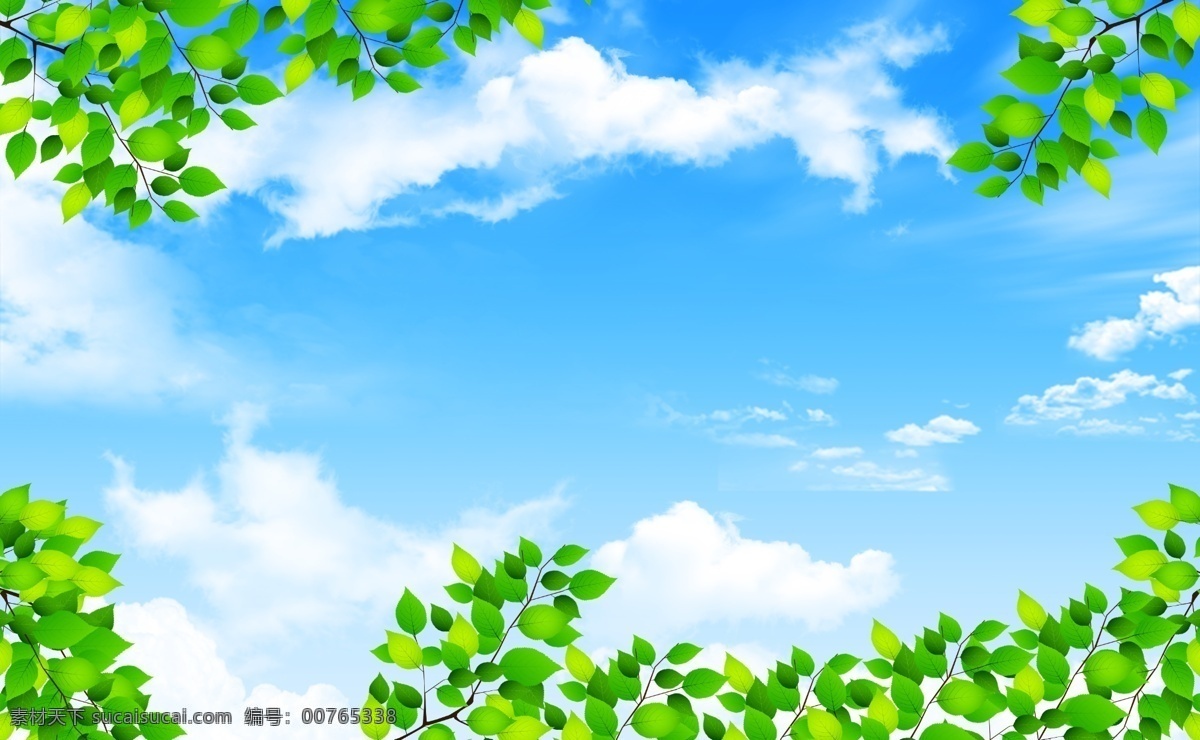 蓝天树叶 蓝天白云 天空 阳光 太阳 晴天 蓝色 云朵 蔚蓝的天空 蓝天白云背景