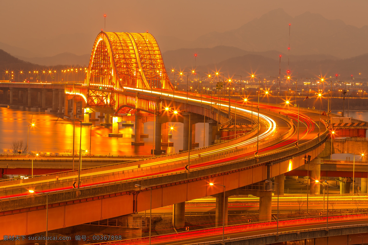 城市建筑夜景 夜景 桥梁 繁华都市 城市风景 美丽城市景色 城市风光 美景 风景摄影 环境家居 红色