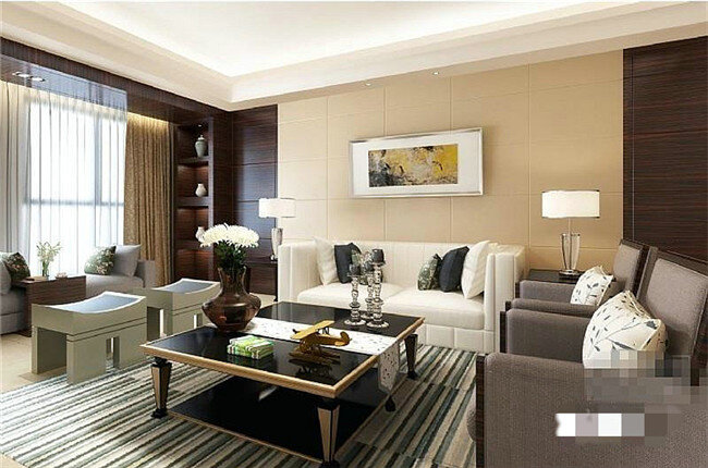 max 现代 客厅 沙发 组合 场景 3d 模型 现代客厅 沙发组合 场景设计 3d模型 黑色