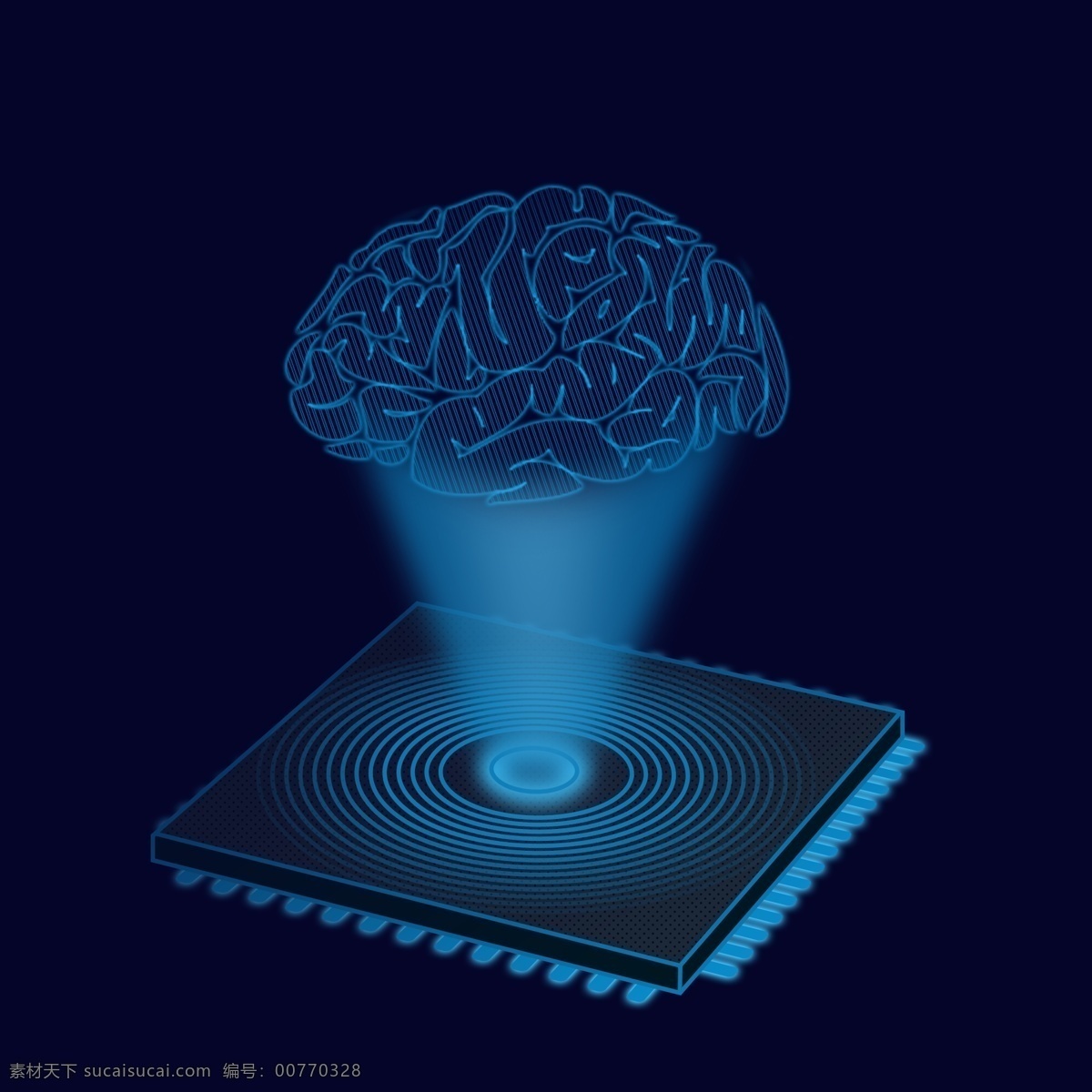 原创 科技 智慧 芯片 科技感 大脑 装饰元素