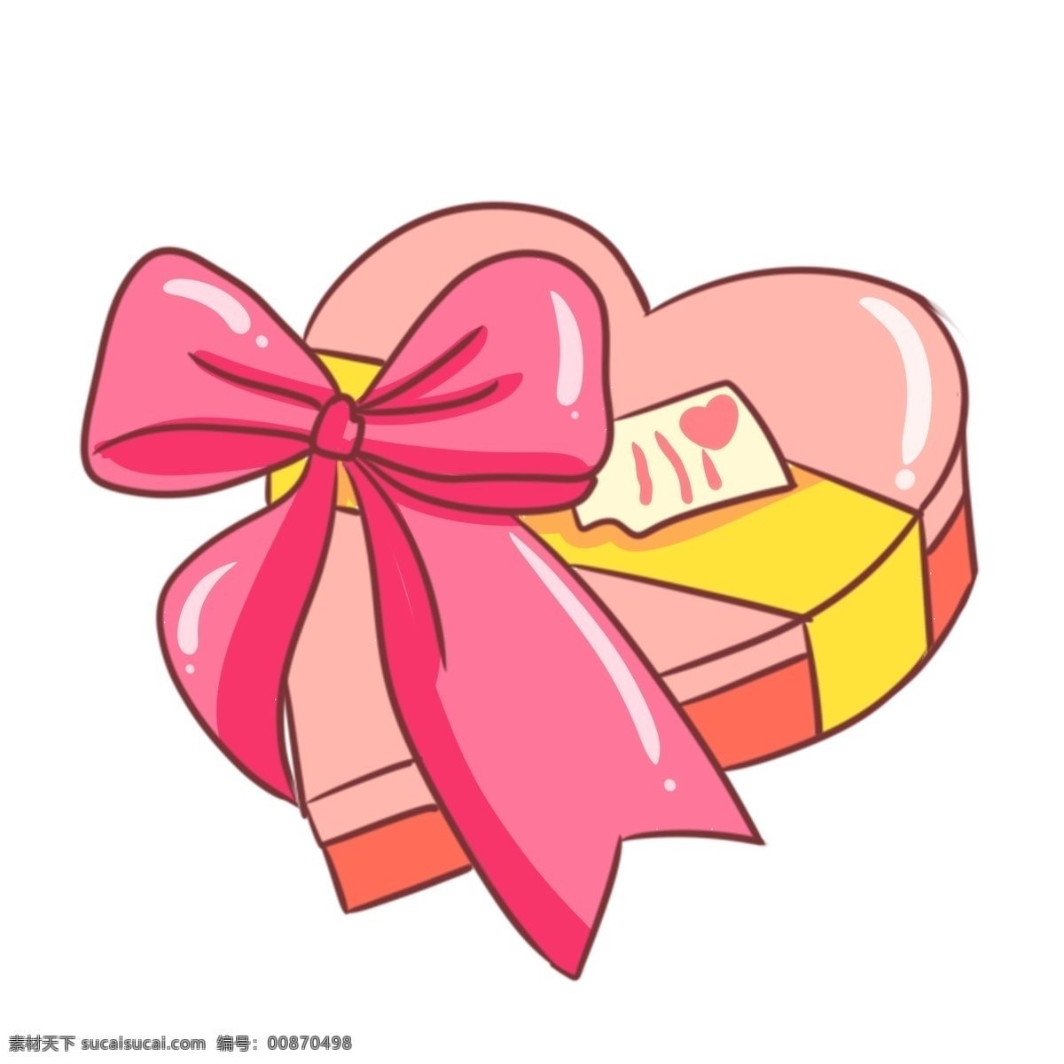 手绘 情人节 巧克力 插画 红色的盒子 卡通插画 情人节礼物 情人节巧克力 粉色的蝴蝶结
