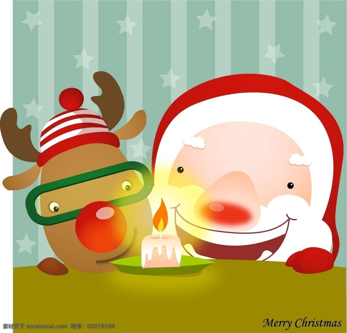 韩国 圣诞老人 麋鹿 圣诞节 促销 矢量图 卡通 可爱蜡烛 平安夜 礼物 卡通设计