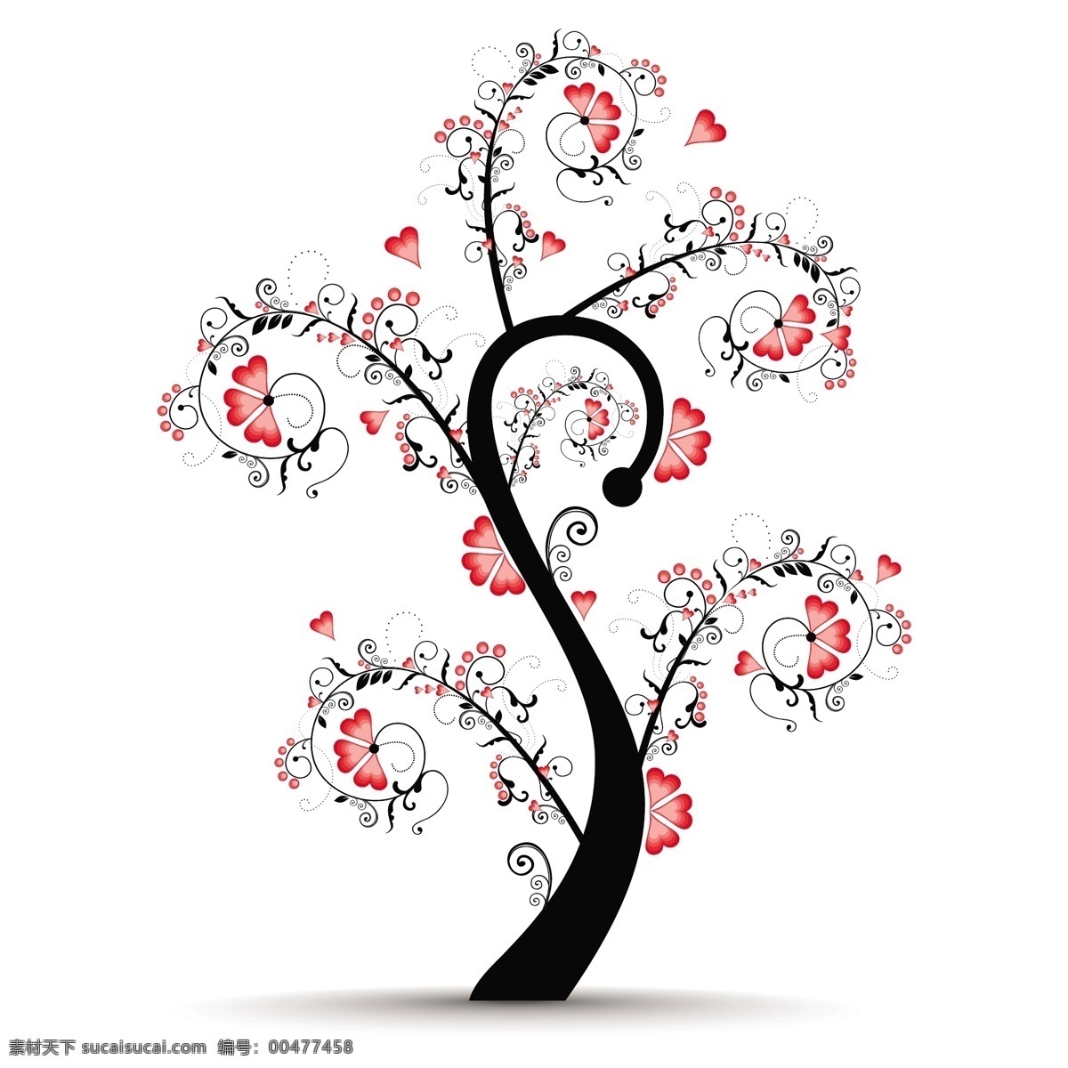 一个 爱 树上 分离 白色 背景 矢量 插图 矢量图 其他矢量图