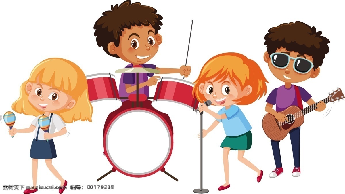 儿童音乐表演 儿童 学生 表演 快乐 演出 演奏 活动 娱乐 音乐 音符 节日 卡通 手绘 歌舞 乐器 卡通儿童 卡通设计