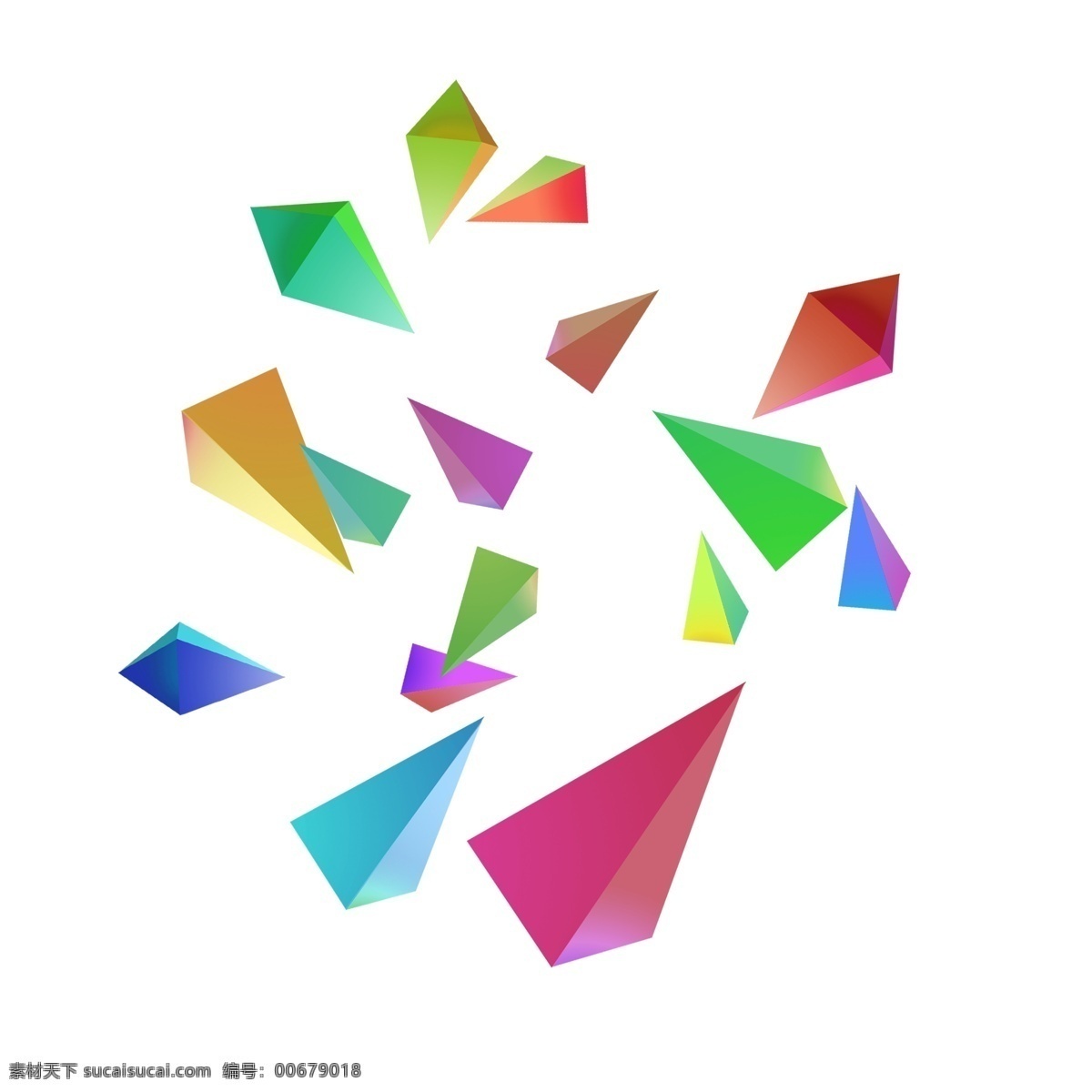 立体 漂浮 三角 元素 彩色 渐变色 三角形 纹理 线性 线条 组合 装饰 可分开使用 下载图标