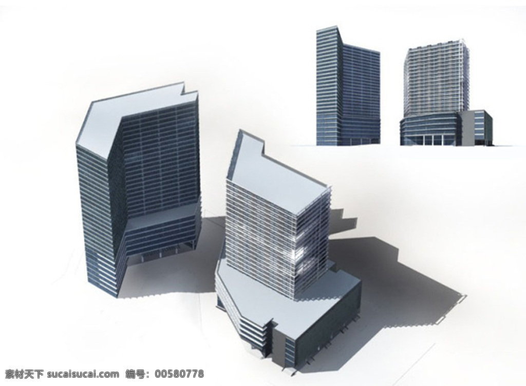 max 折弯 形 多层 公建 建筑 3d 模型 3d模型 白色