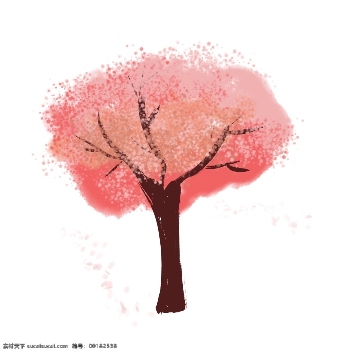 矢量 手绘 粉色 樱花树 桃花树 植物 创意 时尚 卡通 免扣png