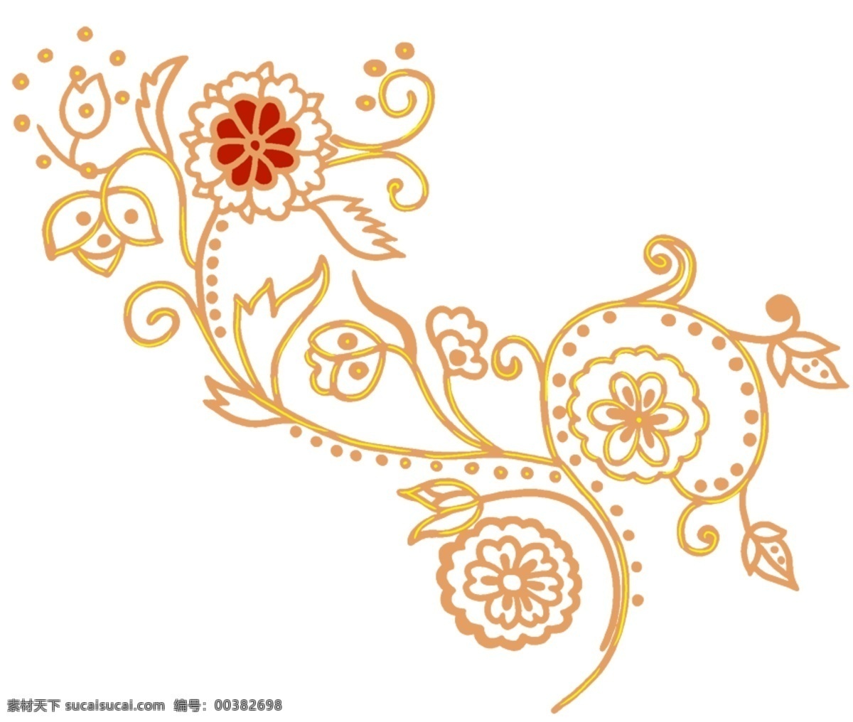 手绘 工笔 花纹 花朵 纹样素材 白色