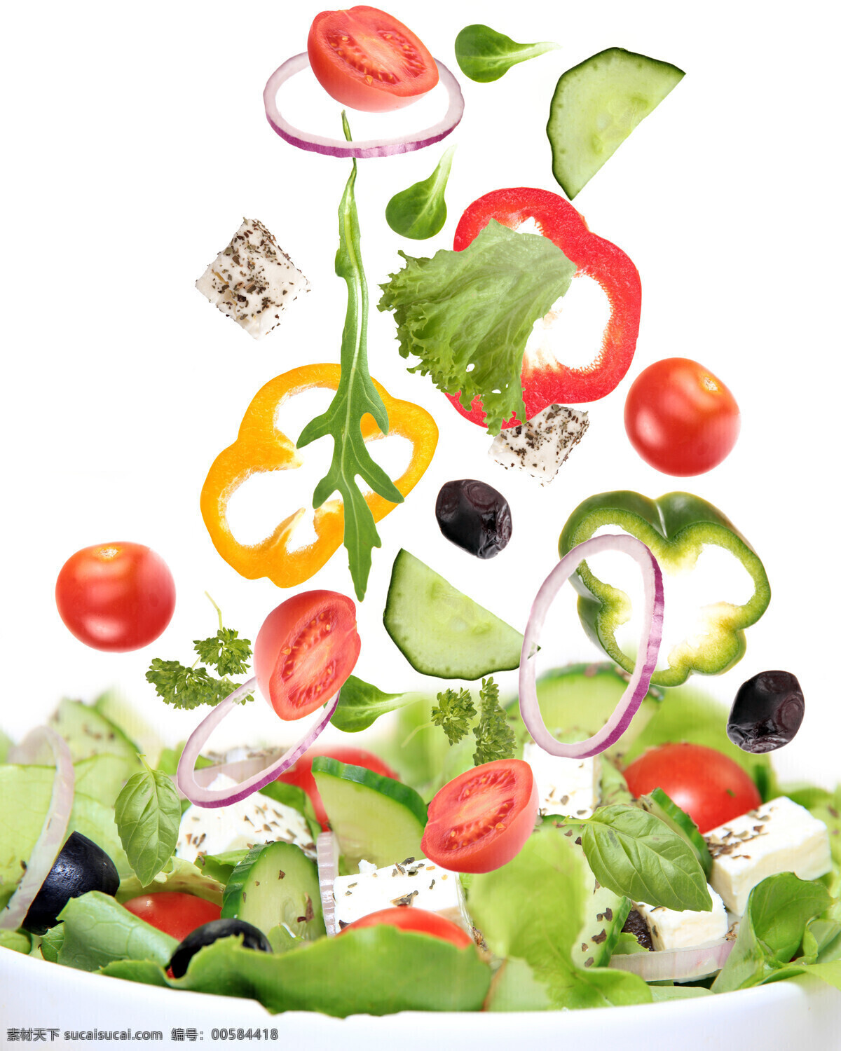蔬菜沙拉 食物 蔬菜 新鲜 水果沙拉 健康饮食 美味 西红柿 洋葱 辣椒 青瓜 水果蔬菜 餐饮美食 白色