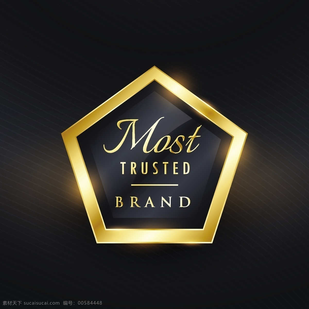 最 值得 信赖 奢侈 品牌 金色 五边形 图标 最值得信赖的 奢侈品牌