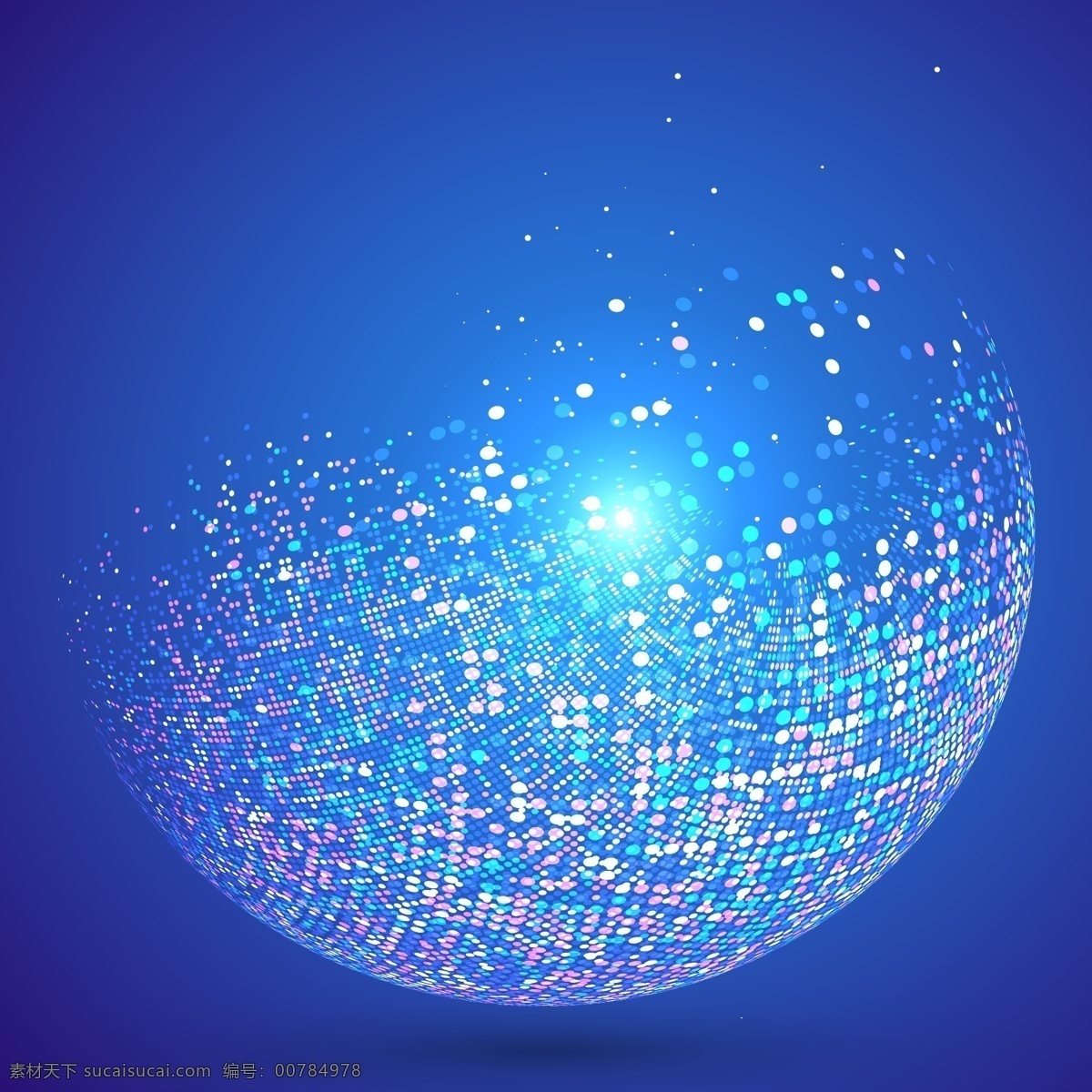 闪烁 粒子 抽象 地球 闪烁粒子 抽象地球 碎片 蓝色 科技 高端 蓝色背景 矢量素材
