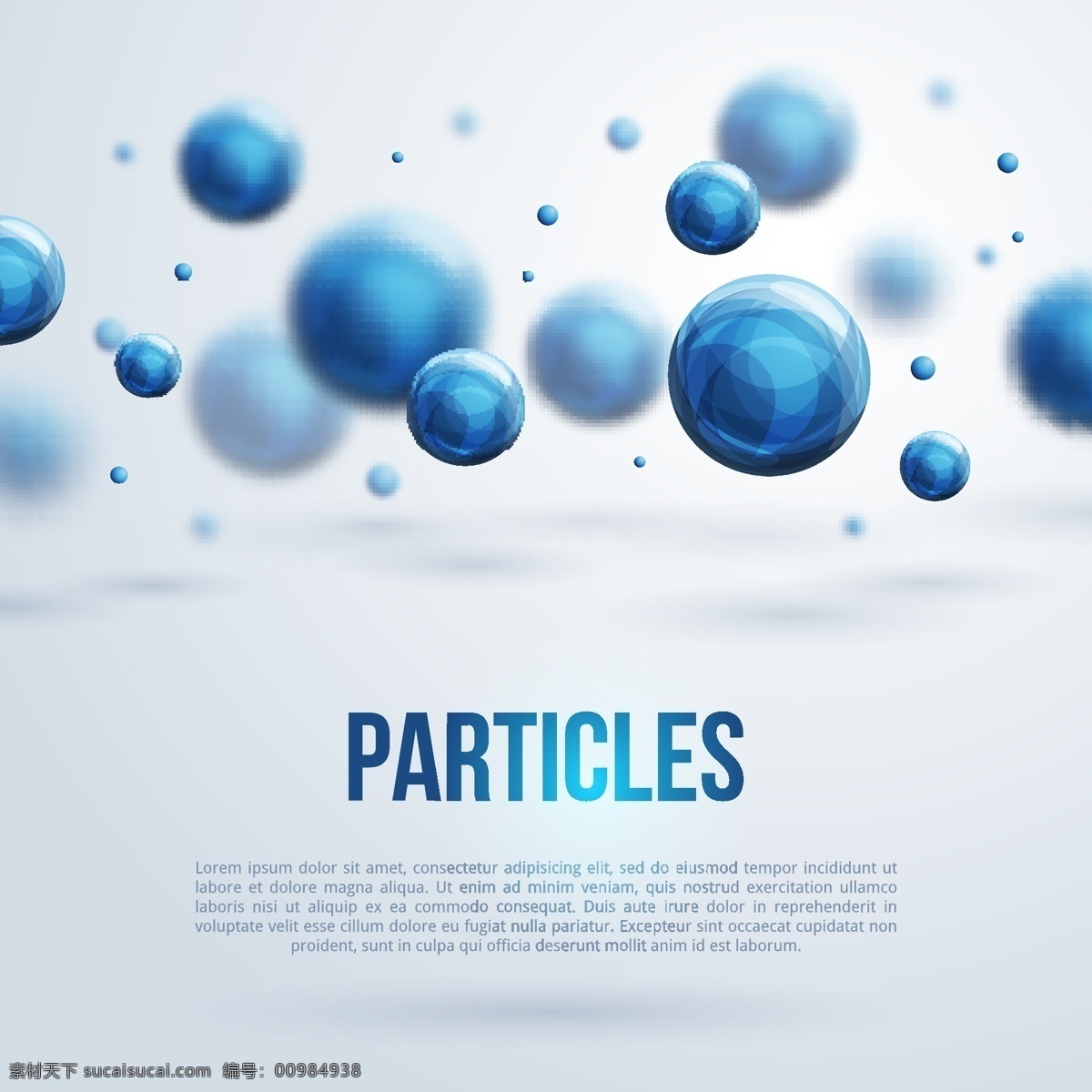 蓝色 粒子 科技 背景 光晕 矢量图 圆球 原子 其他矢量图