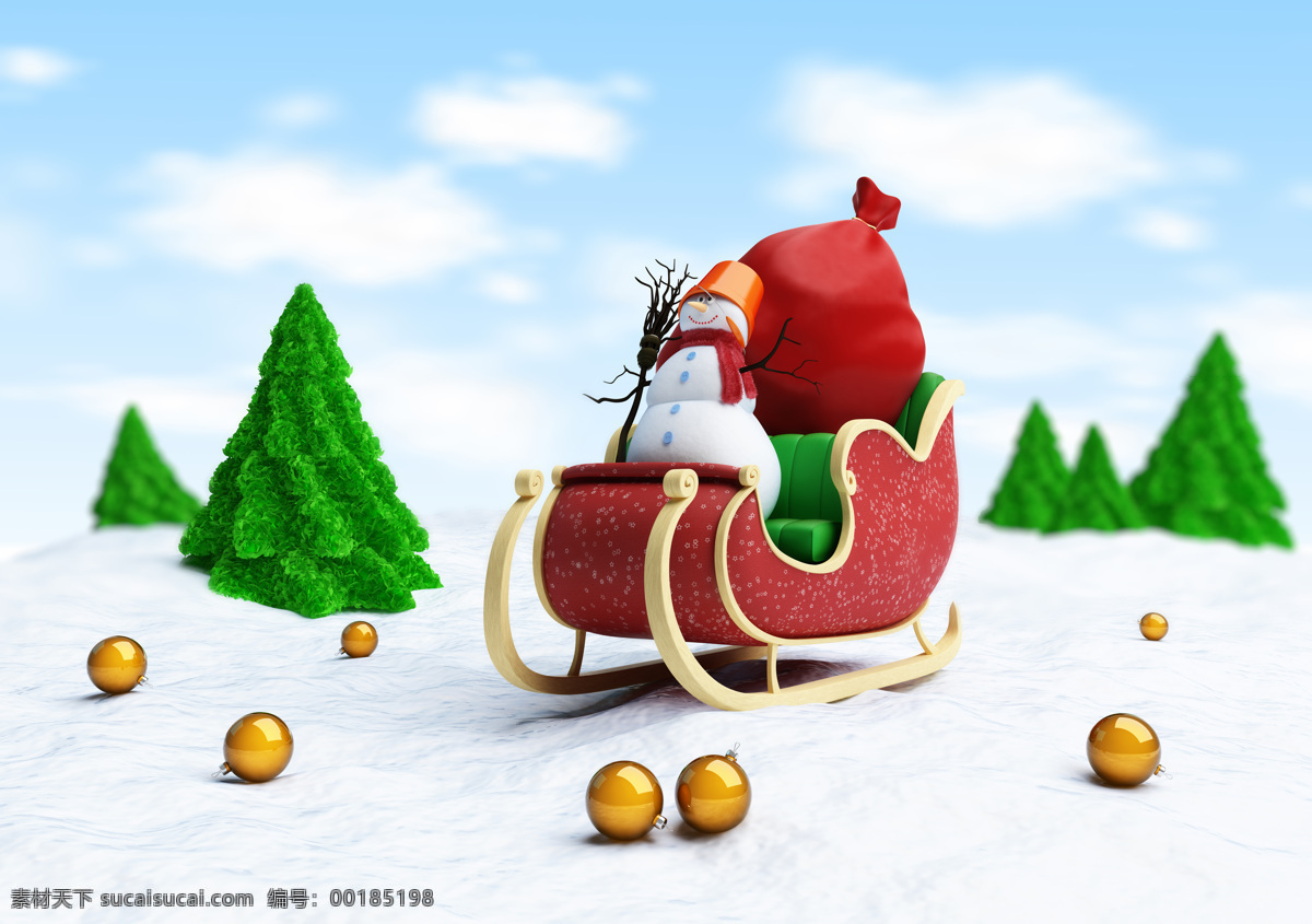 做 雪橇 圣诞 雪人 雪地 卡通雪人 雪地风景 圣诞球 圣诞节素材 圣诞节元素 节日庆典 生活百科