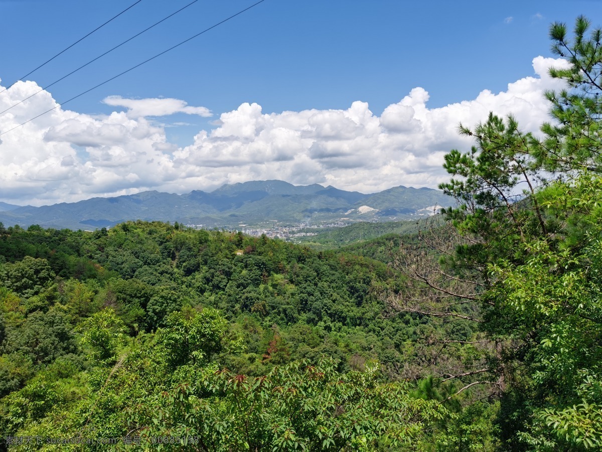 蓝天白云 森林图片 蓝天 白云 森林 树林 绿色 登山 自然 风景村落 山地 自然景观 自然风景