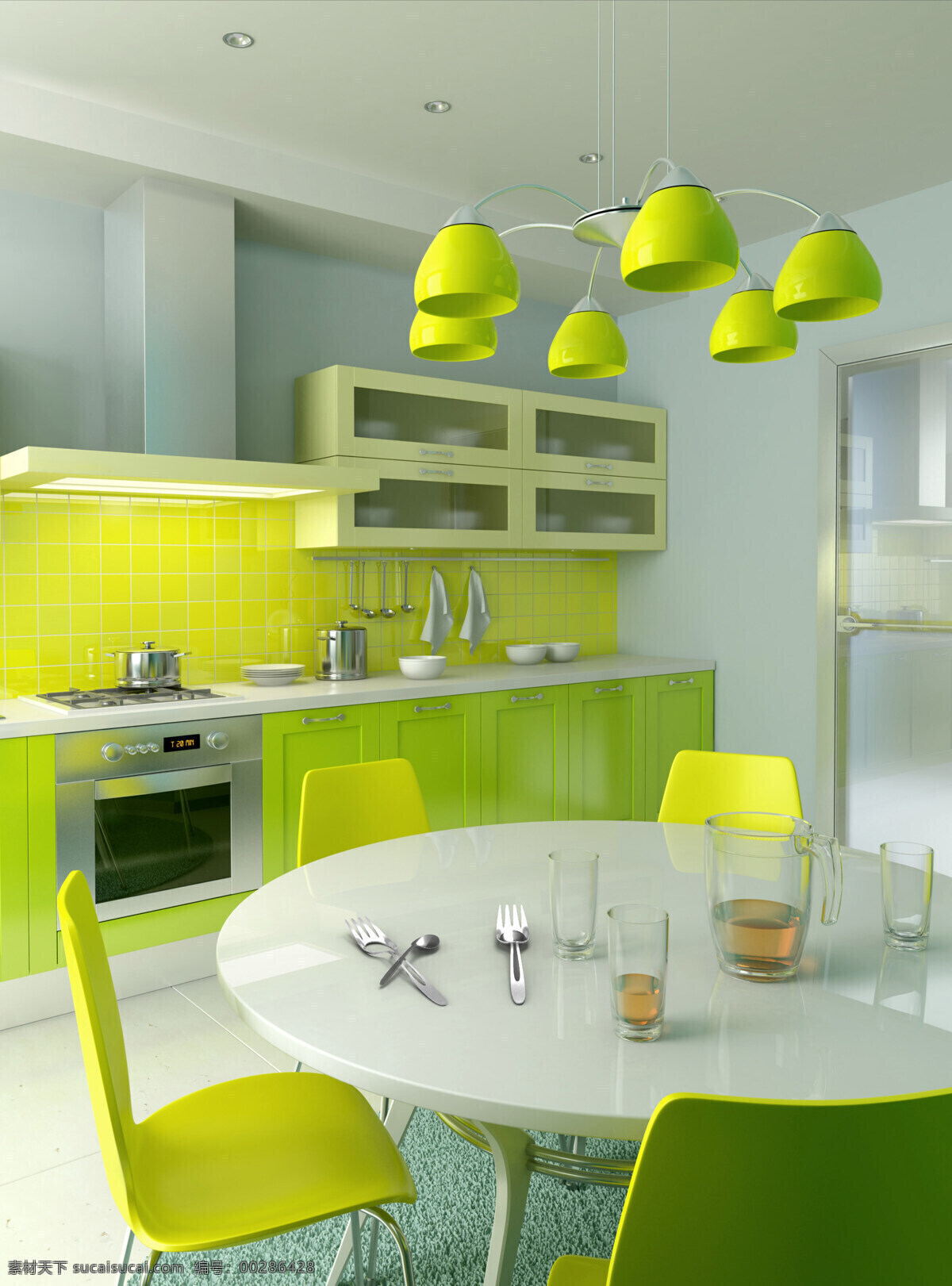 绿色 搭配 室内设计 餐桌 环境设计 室内环境 装饰素材