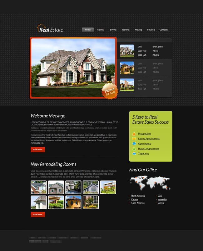 房屋出售 企业网站 模板 黑色色调 html5 房屋 htmlcss 黑色
