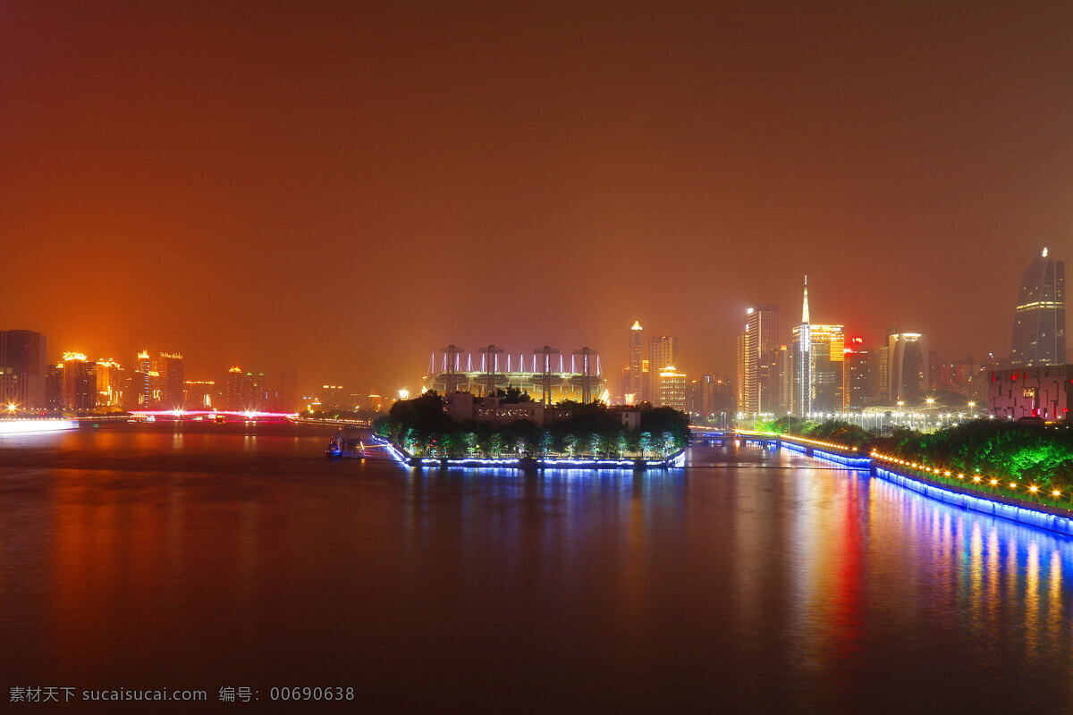 珠江新城 夜景 广州 珠江夜景 广州夜景 自然景观 自然风景 红色