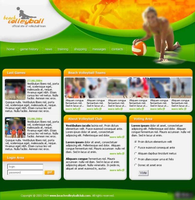 沙滩排球 俱乐部 网页模板 欧美风格 排球 沙滩 网页素材
